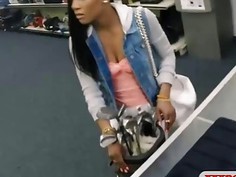 Ebony chick gets pounded by pawn man for the golf clubs
